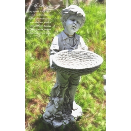 鄉村男孩石像(y14607立體雕塑.擺飾-立體童趣擺飾)